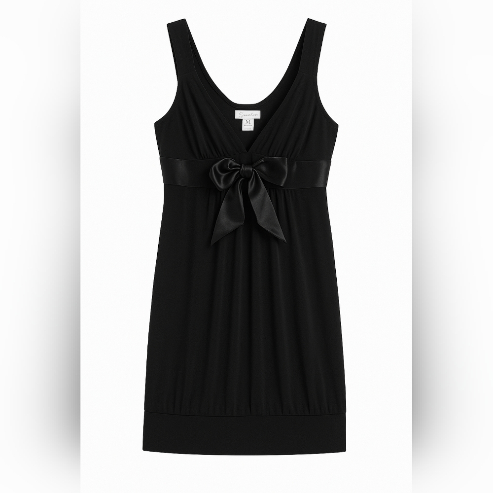 BN) Speechless Elegant Black Sleeveless Mini Dress with Satin Bow – Size…
